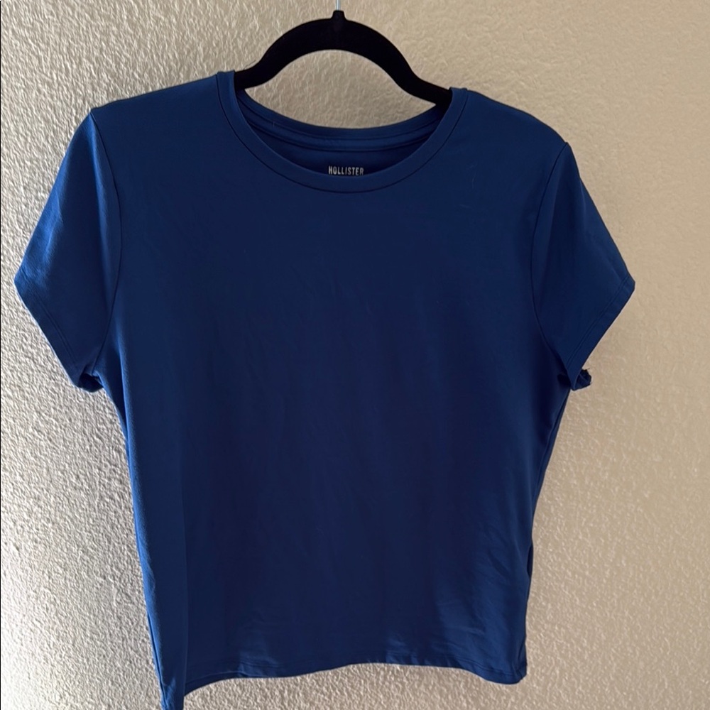 Hollister Blue Crop Fitted Short Sleeve Tee